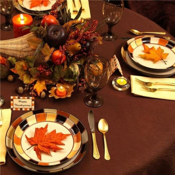 (50PC) Fall Artificial Maple Leaves Fake Leaves for Thanksgiving Halloween Decor - Picture 2 of 8